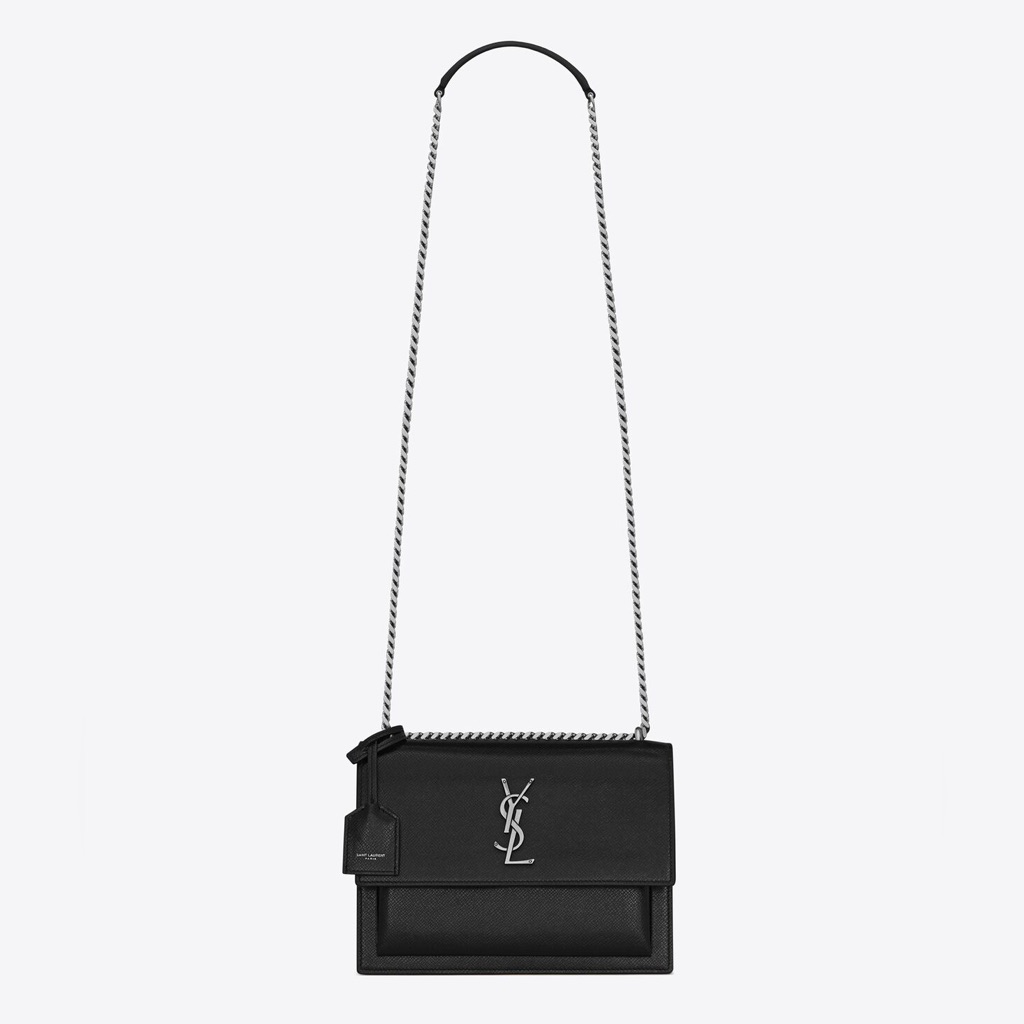 Saint Laurent, Sunset Medium In Coated-Bark Leather